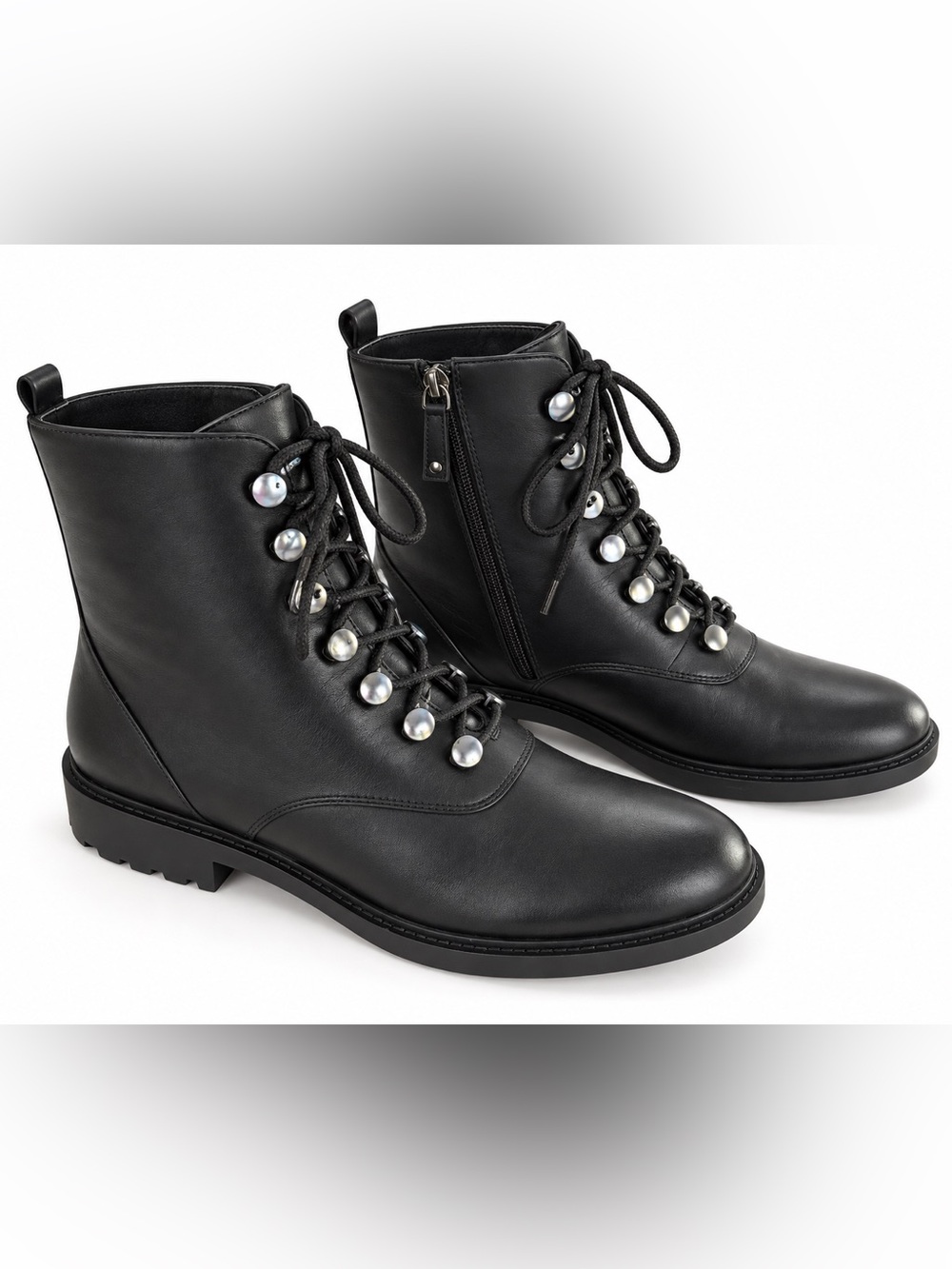 Linea Paolo Trinity Black Leather Lace-Up Combat Boots Women’s Size 10